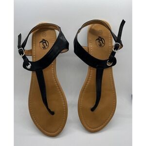 Trary Thong Sandals with T-Strap Open Toe‎ Ankle Buckle Flat Sandal Women Sz 11